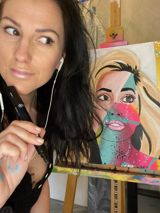 Emelie painting Stacey Soloman painting